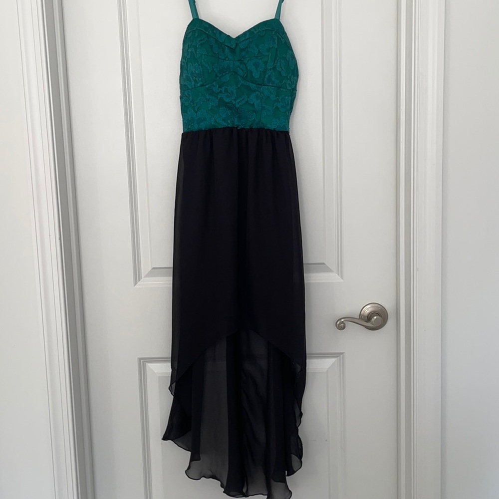 Green and black dress